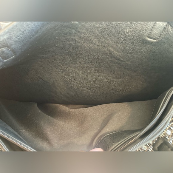 Anthropologie black large mesh on one side faux leather shoulder tote bag - Picture 5 of 5